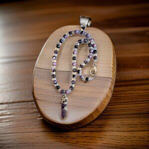 Amethyst Point Pendant Necklace  20 inches long